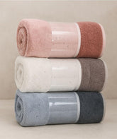 Divyam Microfiber Hand Towel 600 Gsm | Reversible Soft & Absorbent Towels For Bathroom, Kitchen, Gym With Hanging Loop Quick Dry Hand Towel (Pink White Blue)- Set Of 3