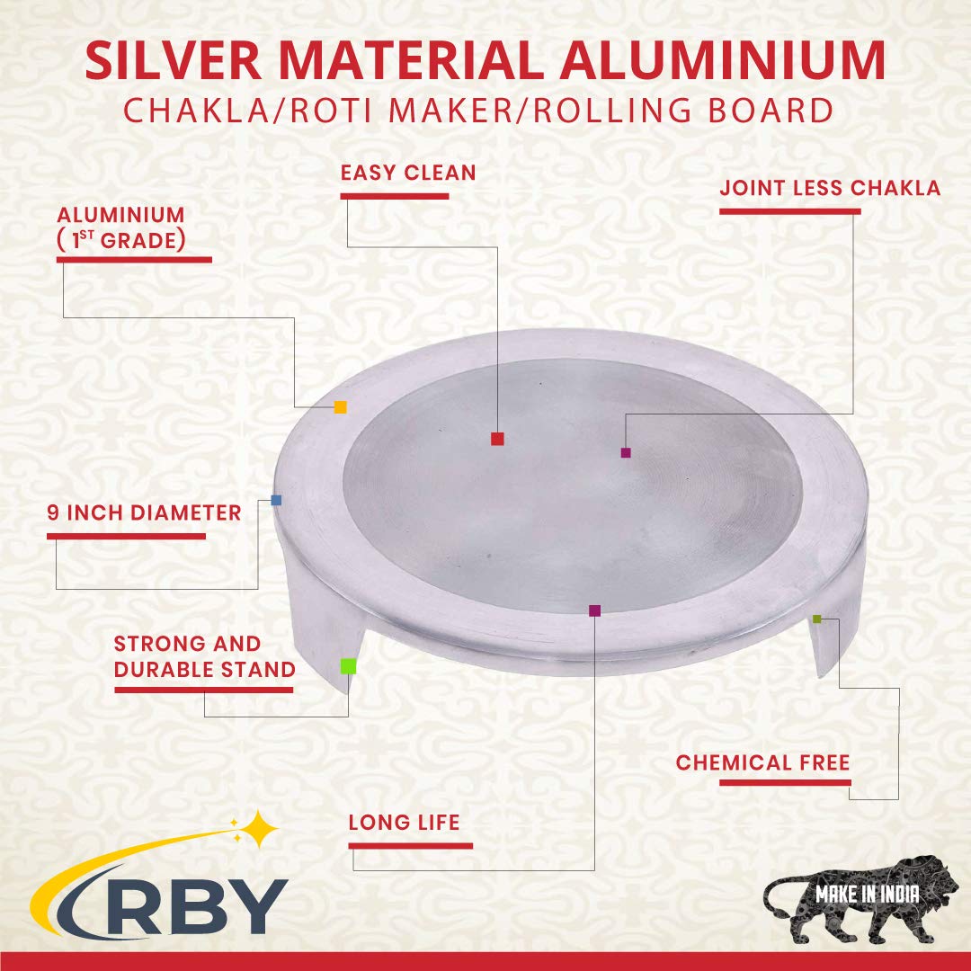 Silver Aluminium Chakla Or Roti Maker Or Rolling Board - 10 Inch | Durable, Eco Friendly & Safe Silver Aluminium Chakla Or Roti Maker Or Rolling Board - 10 Inch | Durable, Eco Friendly & Safe