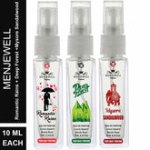 Menjewell Romantic Rains+ Deep Forest+ Mysore Sandalwood Eau De Parfum Pack Of 3x 0.3 Fl.oz. | Pocket Perfume Combo For Women