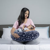 Feeding Pillow For New Born Baby, 5 In 1 Nursing Pillow With Belt - Blue Color | Hoop For Breastfeeding With Cotton Removable Cover | Adjustable Pillow, Stay Put Support For Every Position