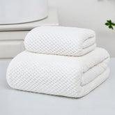 Linear Microfiber Bath Towel & Hand Towel 300 Gsm | Microfiber Bath Towels For Large Size For Men & Women (White)
