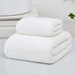 Linear Microfiber Bath Towel & Hand Towel 300 Gsm | Microfiber Bath Towels For Large Size For Men & Women (White)