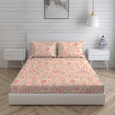 100% Cotton King Size Double Bedsheet Set With 2 Pillow Covers - 107 X 107 Inches, Beige | Good For Villas, Resorts, Guest Houses, & Daily Home Use