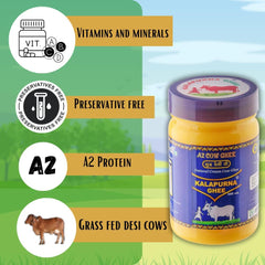 Pure A2 Desi Cow Ghee By Kalapurna Ghee | Delicious & Nutritious Healthy Desi Cow Ghee For Glowing Skin | (500ml) 16.9 Ounce | Jar Pack
