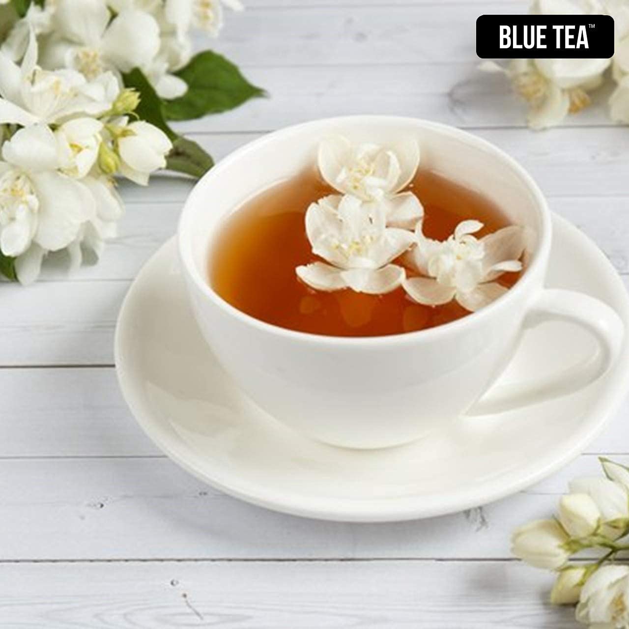 Blue Tea Organic Jasmine Flower Herbal Tea - 30gm Reusable Pet Jar, 1.05 Ounce, 30 Cups | Non-Bitter, Flower Based Super Antioxidant Tea - For Slimming Body & Stress Relief Blue Tea Organic Jasmine Flower Herbal Tea - 30gm Reusable Pet Jar, 1.05 Ounce, 30 Cups | Non-Bitter, Flower Based Super Antioxidant Tea - For Slimming Body & Stress Relief