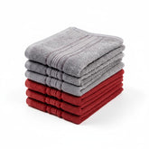 Akiko Home 100% Cotton Essential Series Hand Towels 1200 Gsm | Soft, Absorbent & Durable, Cotton Hand Towel For Bathroom Use, Gentle On Skin- Pack Of 6 (Grey & Maroon)