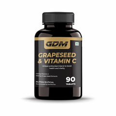 Gdm Grapeseed & Vitamin C Tablets, Improve Blood Circulation, Lower Cholesterol Level, Rich In Bioflavonoids | 90 Tablets 100gm 0.2lbs