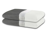 Memory Foam Pillow, Orthopedic Bed Pillow, Grey & White - 22 X 14 X 3.5 Inches | For Neck & Shoulder Pain Relief - Free Pillow Cover | Perfect For All Sleep Positions - Pack Of 2