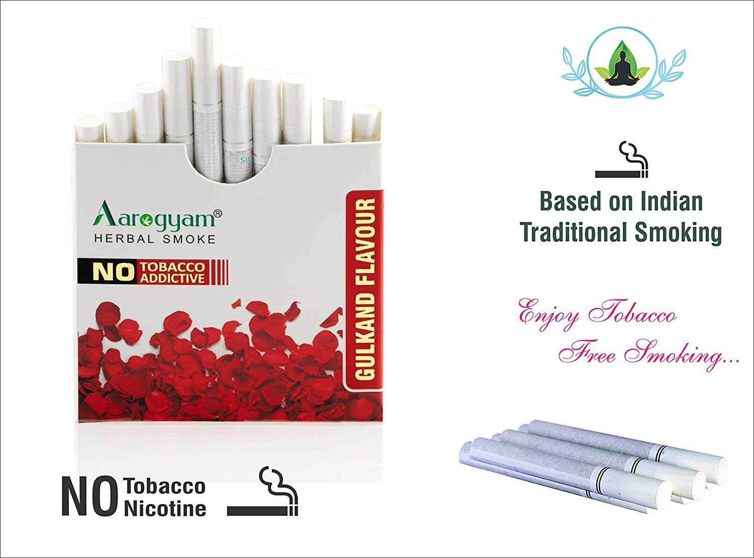 Gulkand Flavour Cigarette For Relieve Stress & Mood Enhance - 10 Sticks In Each Packet | No Bad Smell, Non Addictive, No Harmful - Tobacco & Nicotine Free Gulkand Flavour Cigarette For Relieve Stress & Mood Enhance - 10 Sticks In Each Packet | No Bad Smell, Non Addictive, No Harmful - Tobacco & Nicotine Free