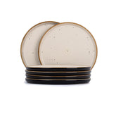 Ceramic Dinner Plates Set Of 6 Pieces, Black Ivory Rim Series | Ceramic Plates Set - Glossy Finish Plate Set | Ceramic Dinner Plates - Plates Set For Dinner | Microwave Safe & Dishwasher Safe