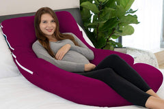 Premium Multipurpose Microfiber Pregnancy Pillow For Pregnant Women - Wine | 100% Cotton, Zippered Cover, Lightweight, Removable Wine Cover, Full Body Pillow, Soft Pillow - Pack Of 1