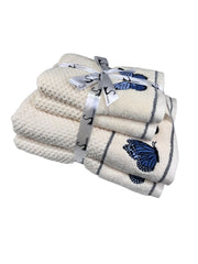 Senses By Riba All Cotton 550 Gsm Embroidered Towel Bath Set - Pack Of 4 (Style 11)