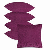 Microfiber Square Pillow Cushion For Sofa & Bed, Wine - 24 X 24 Inch | Soft, Fluffy For Comfort & Back Support | Breathable, Washable | Premium Velvet Outer Cover With Zip - Set Of 5