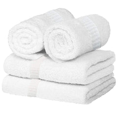Ayus 100% Cotton Large Bath Towel 1600 Gsm | Ultra Soft Super Absorbent Towel (White) - Set Of 4