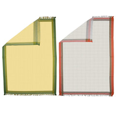 Athom Trendz Living Light Weight Cotton Premium Waffle Border Bath Towel 480 Gsm | Pack Of 2 (Multi15)