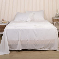 Bedsheet For King Bed Size Bedding With Pillow Cover For Bedroom - 108 X 108 Inches, White | Ideal For Hotel, House, Guest House