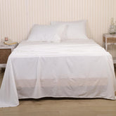 Flat Bedsheet For Super King Size Bedding With 2 Pillow Cover For Bedroom - 108 X 120 Inches, White | Ideal For Hotel, House, Guest House