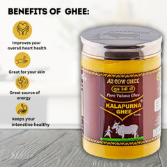 100% Pure A2 Desi Cow Ghee By Kalapurna Ghee | Delicious & Nutritious Healthy Desi Cow Ghee For Sweets | (1 Litr) 33.8 Ounce | Jar Pack