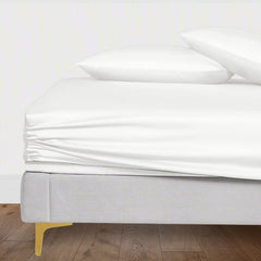 Elastic Fitted Queen Size Bedsheet - 60 X 78 Inches, White | 400 Thread Count Silky Soft | Naturally Soft, Breathable, & Skin-Friendly