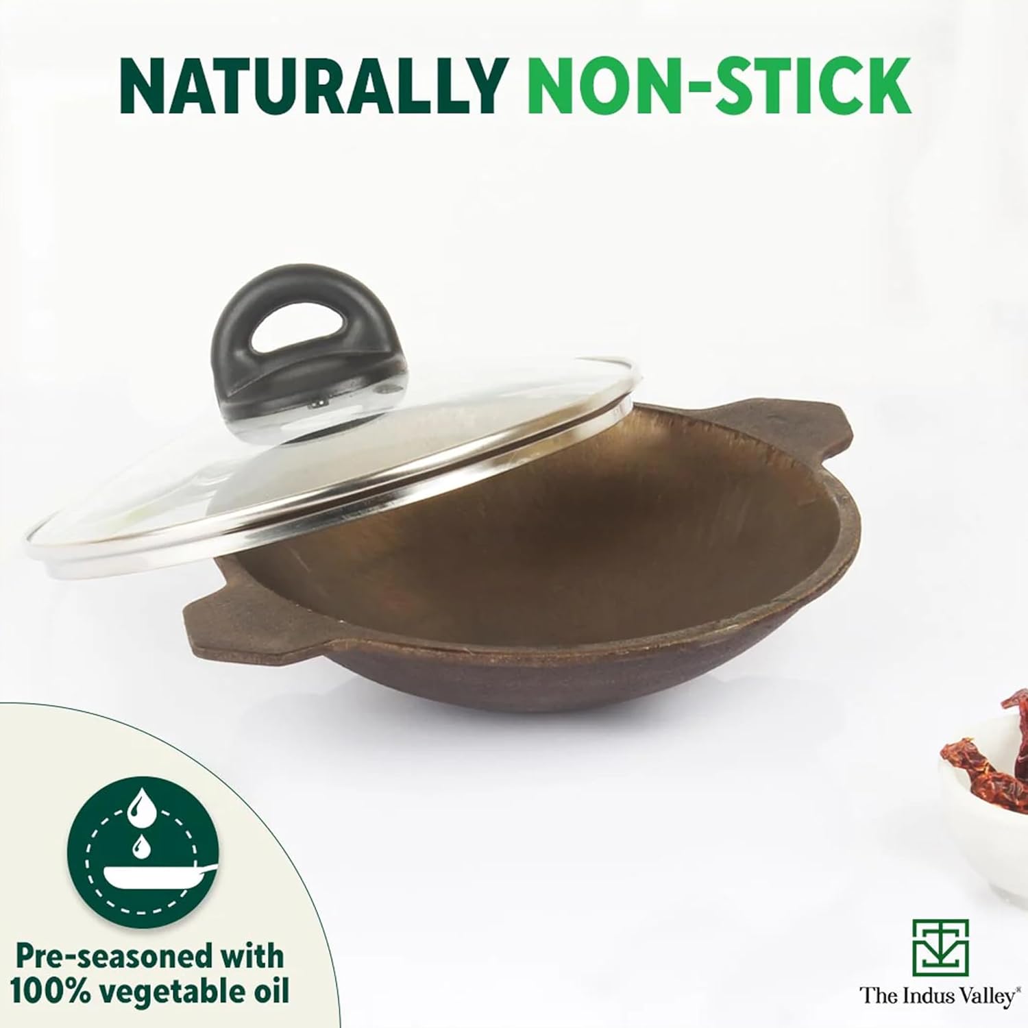 Super Smooth Black Cast Iron Appam Pan With Glass Lid - 22 Cm, 8.7 Inch, 0.5 Liter, 1.9 Kg | Gas Compatible, Pre-Seasoned, 100% Toxin-Free - Naturally Non-Stick Super Smooth Black Cast Iron Appam Pan With Glass Lid - 22 Cm, 8.7 Inch, 0.5 Liter, 1.9 Kg | Gas Compatible, Pre-Seasoned, 100% Toxin-Free - Naturally Non-Stick