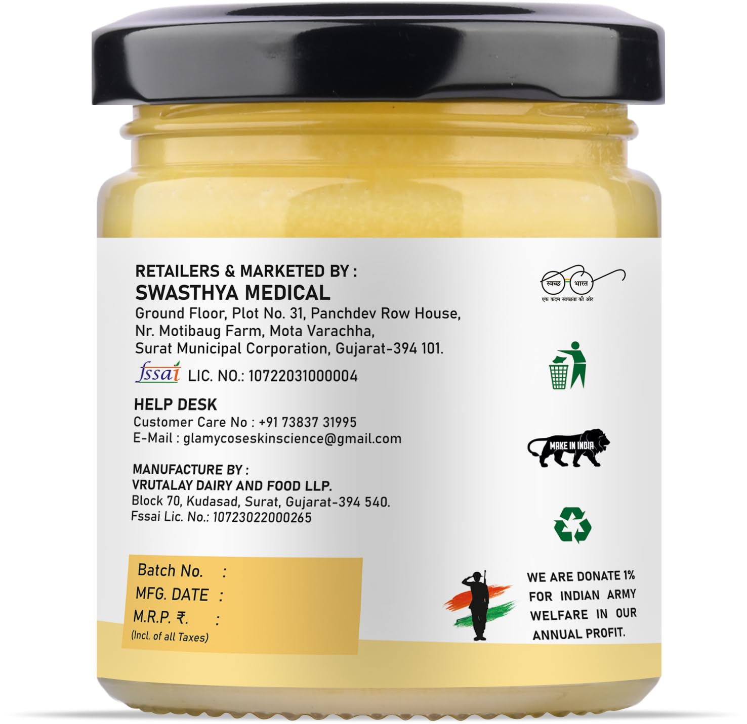 Natural Premium Desi Cow Ghee By Glamycose | High In Protein Fiber Healthy Desi Ghee For Frying | (100ml) 3.3 Ounce | Box Pack Natural Premium Desi Cow Ghee By Glamycose | High In Protein Fiber Healthy Desi Ghee For Frying | (100ml) 3.3 Ounce | Box Pack
