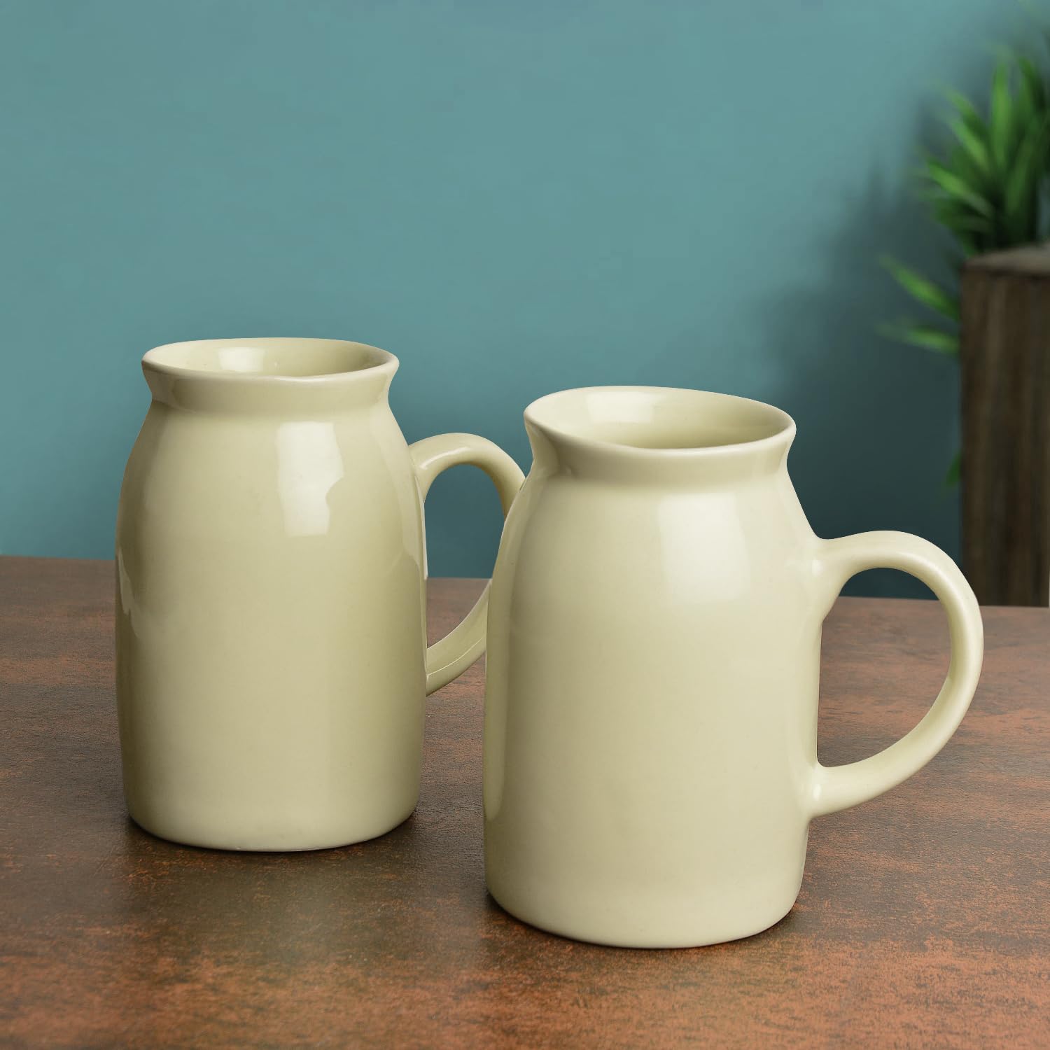 Ceramic Mason Jar Mugs Set Of 2 - 500ml Each, Yellow | Cold Coffee Mugs - Smoothie Mugs - Bottle Mugs Ceramic Mason Jar Mugs Set Of 2 - 500ml Each, Yellow | Cold Coffee Mugs - Smoothie Mugs - Bottle Mugs