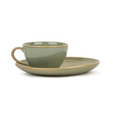 Ceramic Coffee Cup Saucer Set - Pista Green, 250ml | Ceramic Mug With Glossy Finish | Mug For Coffee - Ceramic Coffee Mug | 1 Cup + 1 Saucer - Microwave Safe