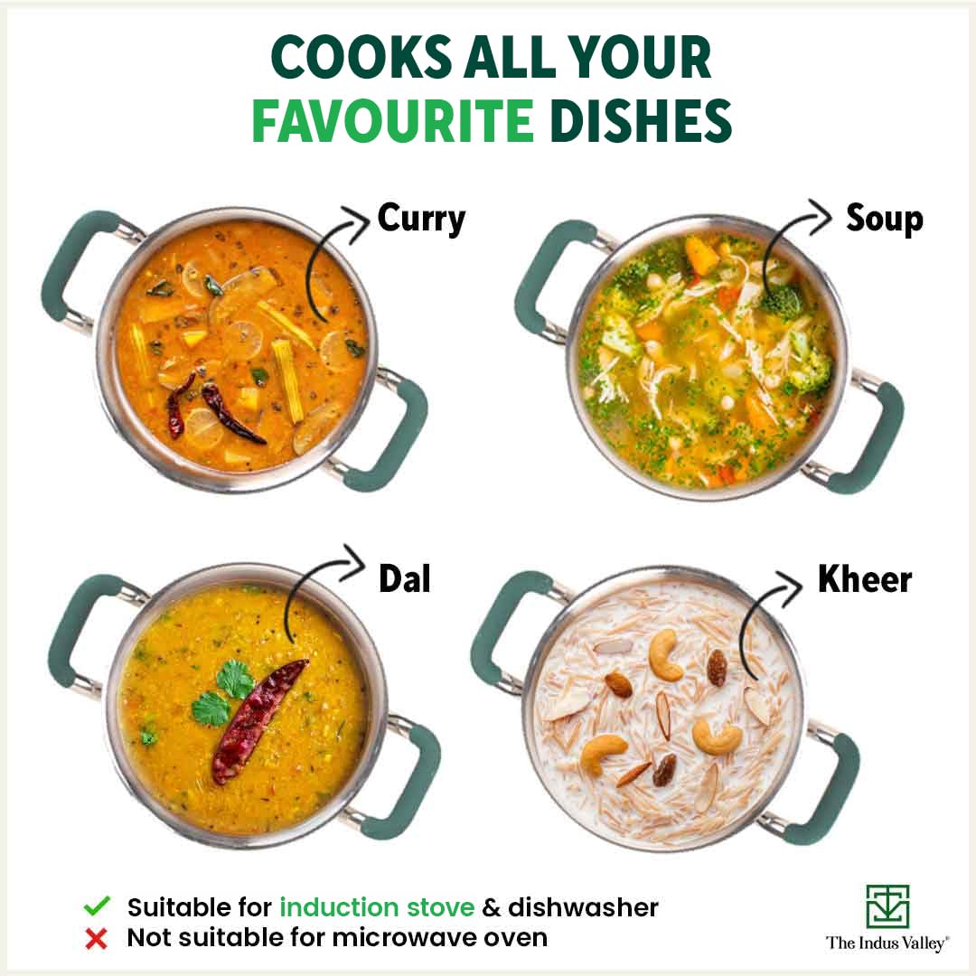 Triply Stainless Steel Stock Pot Or Casserole With Steel Lid | Very Small 16.7cm, 6.6 Inch, 1.4 Liters, 0.9 Kg - Induction Friendly, Nonstick 3-Layer Body, 100% Pure & Toxin-Free Triply Stainless Steel Stock Pot Or Casserole With Steel Lid | Very Small 16.7cm, 6.6 Inch, 1.4 Liters, 0.9 Kg - Induction Friendly, Nonstick 3-Layer Body, 100% Pure & Toxin-Free