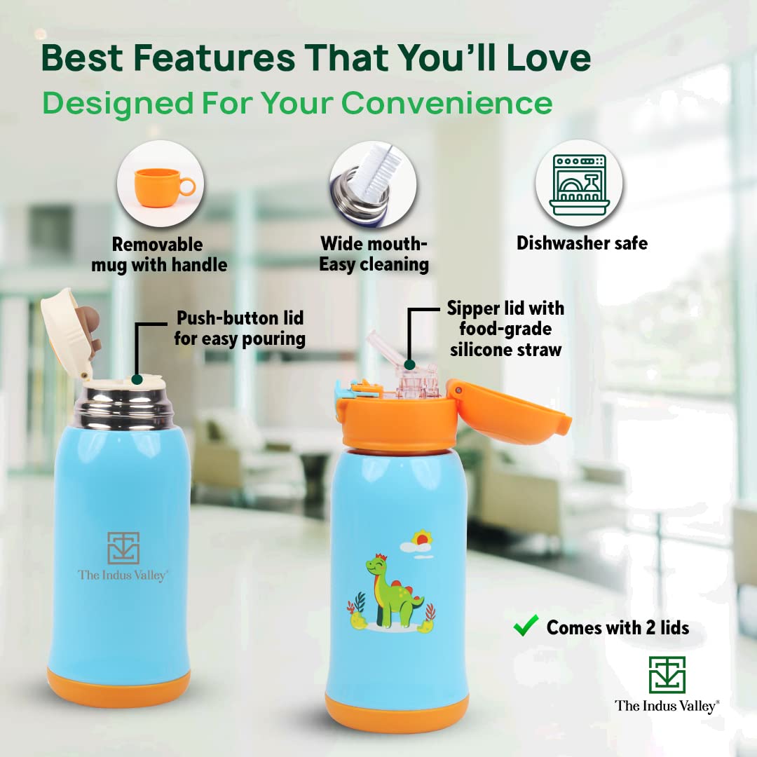 Pro-Hydro Vacuum Insulated Kids Sippy With 2 Lids - Food Grade Stainless Steel | Leak Proof, BPA Free 450ml, Dark Blue Pro-Hydro Vacuum Insulated Kids Sippy With 2 Lids - Food Grade Stainless Steel | Leak Proof, BPA Free 450ml, Dark Blue