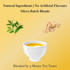 San-Cha Tea Boutique Ginger Masala Chai - 50gm, 1.7 Ounce, 25 Pyramid Tea Bags | Real Ginger Blend Tea - Premium Assam Tea Blend | Finest Adrak Masala Chai - Medium Caffeine