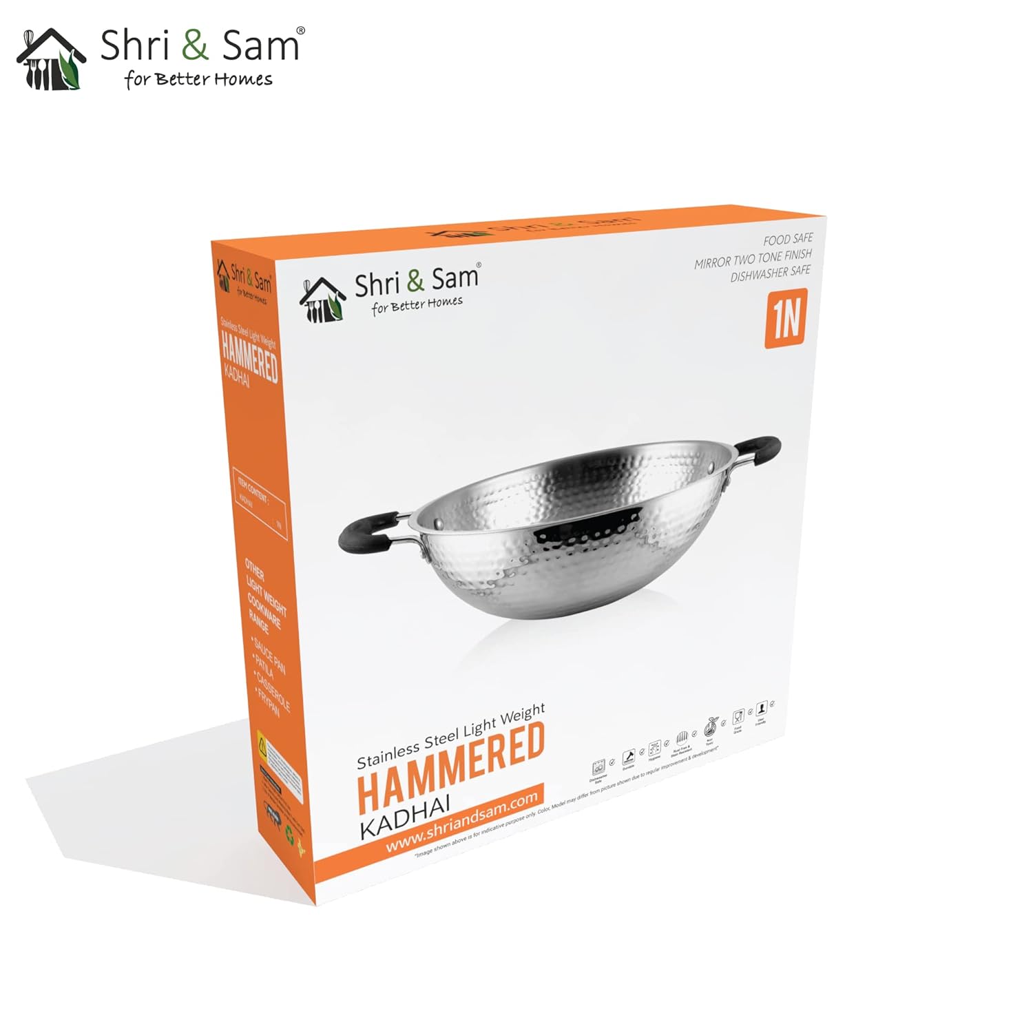 High Grade Stainless Steel Hammered Kadhai 28 Cm - Silver, 4 Liters | Easy To Clean & Dishwasher Safe High Grade Stainless Steel Hammered Kadhai 28 Cm - Silver, 4 Liters | Easy To Clean & Dishwasher Safe
