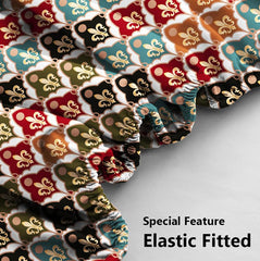 Cotton Elastic Fitted Bedsheets With 2 Pillow Covers Double Bed All Around Elastic | 72 X 78 +10 Inches, Multicolor - Breathable & Skin-Friendly Bedsheet
