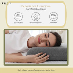Cooling Gel Memory Foam Pillow, Cervical Pillow, White & Grey, King Size - 24 X16 X 4 Inch | For Relieving Neck & Shoulder Pain With Free Pillow Cover | Stomach Sleepers - Set Of 1