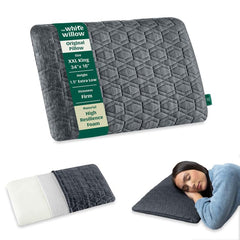 Orthopedic Cervical Pillow, Thin Pillow For Sleeping, Grey, Size - XXL King, 1.5 Inch | Ultra Slim Hard Foam Pillow, For Neck & Shoulder Pain relief - Flat Design, Washable Outer Cover