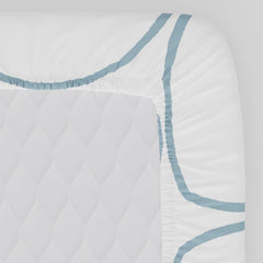 1 Fitted Single Bedsheet Cotton With 1 Pillow Cover - 36 X 78 Inches, White & Blue | Elegant Printed Bedding Set For Daily Use | 144 Thread Count