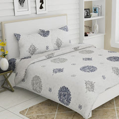 King Size Pure Cotton Bedsheet With 2 Pillow Covers | 108 X 108 Inches, Grey & Black | Perfect For Gifting On Weddings, Housewarmings, Or Anniversaries