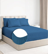 Premium Cotton Double Bedsheets With 2 Pillow Covers - Size-60 X72+8 Inches, Blue | Breathable Long Lasting Light Weight Wrinkel Free Bedsheet