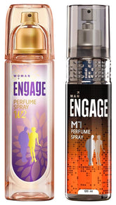 Engage M1 Perfume Spray For Men & W2 Perfume Spray For Women 120ml Each 4 Fl.oz.