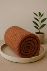 Drape&Luxe Gen-Z Towel Premium Waffle Cotton Bath Towel 600 Gsm | Super Soft & High Absorbency Towel, Quick Drying Large Size Towels (Brown) - Pack Of 1