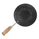 Iron Double Fitted Knob Handmade Tawa With Wooden Handle 9.5 Inch | Loha Tawa For Chapati, Roti - Gas Stovetop Compatible
