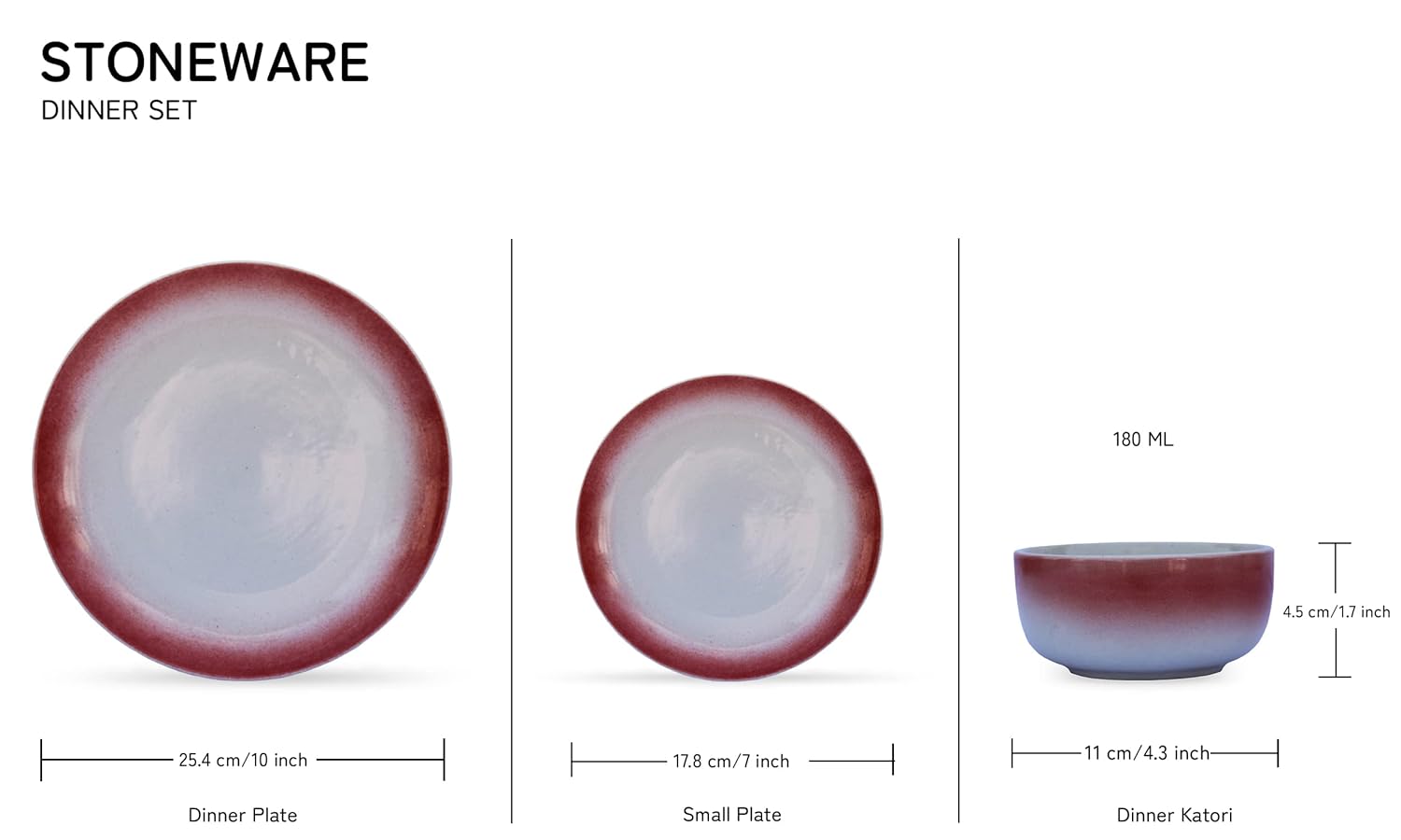 Handcrafted Ceramic Stoneware Dinner Set Of 6 - Off White & Red | 2 Dinner Plates, 10 Inch Each+ 2 Small Plates, 7 Inch Each + 2 Small Dinner Bowls, 180ml Each | Microwave & Dishwasher Safe Handcrafted Ceramic Stoneware Dinner Set Of 6 - Off White & Red | 2 Dinner Plates, 10 Inch Each+ 2 Small Plates, 7 Inch Each + 2 Small Dinner Bowls, 180ml Each | Microwave & Dishwasher Safe