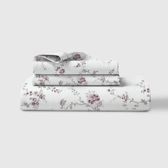 Bedsheet For King Bed Size Bedding With Pillow Cover For Bedroom - 108 X 108 Inches, White & Vineyard | Ideal For Hotel, House, Guest House