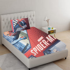 100% Cotton Kids Bedsheet For Single Bed With 1 Pillow Cover - 57 X 88 Inches, Red & Blue | Durable & Wrinkle Free - All Season Bedding