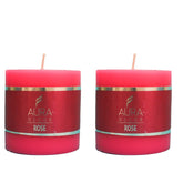 ROSE FRAGRANCE PILLAR CANDLE 2.5INCH SET OF 2 | PERFECT FOR ROMANTIC DATE CANDLE