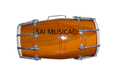 Indian Folk Musical Instrument Drum Nuts N Bolt Wooden Dholak - Orange | Dholak For Festival, Wedding, Satsang - Very Easy To Tune
