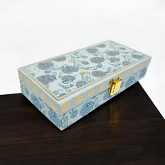 Flower Design Gold Foil Scodix Print Matt Touch Decorative Box, Wedding Fancy Shagun Cash Box, Jewellery Box, Money Box, Gaddi Box, Colour - Blue, Pack Of 4