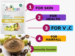 7 Chakras Organic Amla Powder, Amla Powder For Hair Nourishment, Repair Damage Hair & Skin Care, Amla Powder For Eating, 100% Pure & Organic Gooseberry | 100gm 0.2lbs