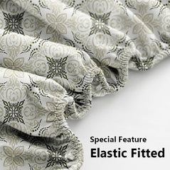 Cotton Elastic Fitted Bedsheets With 2 King Size Pillow Covers | King Size 72x78+10 Inches, Grey & White - Double Bed With All Around Elastic Super Soft