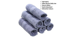 Caslino Small Cotton Face Towels 600 Gsm | Soft & Absorbent Towel For Women & Men - Steel Grey (Pack Of 6)