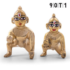 Laddu Gopal Idol, Petal Ke Laddu Gopal, Thakur Ji, Gold, Brass, Size - 3 X 2 Inches, Small, Bal Gopal Idol, Lord Krishna, For Pooja Room, Home Décor, Handmade Statue, Krishna Murti